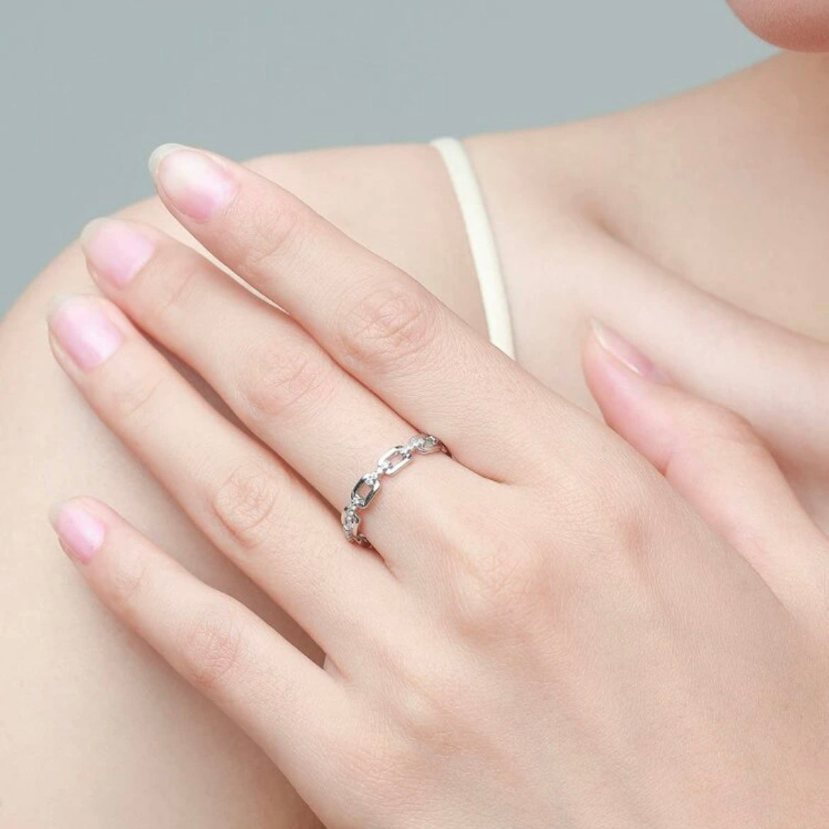 Chain silver ring